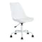 Homeroots White Upholstered Plastic Acrylic and Steel Adjustable Swivel Rolling Office Chair 568060 - alternate 3