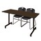 Regency Kobe Mobile T-Base Training Table W/ 2 Zeng Stack Chairs, 66 in W, 24 in L, Neo Walnut MKTRCC6624NW44BK - alternate 1