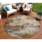 Homeroots 8' Brown And Beige Round Abstract Washable Indoor Outdoor Area Rug 630617 - alternate 1