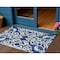 Homeroots 3' X 5' Navy Blue And Ivory Damask Washable Indoor Outdoor Area Rug 614443 - alternate 1