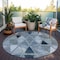 Homeroots 8' Denim Blue And Sky Blue Round Geometric Washable Indoor Outdoor Area Rug 583024 - alternate 4