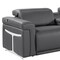 Homeroots 166" Dark Gray Top Grain Leather Reclining Metal USB Sofa 720376 - alternate 2