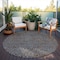 Homeroots 8' Brown And Light Blue Round Abstract Washable Indoor Outdoor Area Rug 599792 - alternate 3