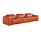Homeroots 134" Camel Italian Leather Reclining Metal USB Sofa 720294 - alternate 6