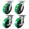 Hyw Products Heavy Duty Caster Set 8in Green Polyurethane on Cast Iron Wheels, 2 Swivel & 2 Swivel w/ Brake, 4PK 40-80S-A1-PC-2,40-80S-A1-PC-TB-2 (G) - alternate 1