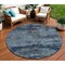 Homeroots 8' Blue And Navy Blue Round Abstract Washable Indoor Outdoor Area Rug 610428 - alternate 1
