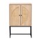 Baxton Studio Ardon Bohemian Light Brown Finished Wood and Black Metal 2-Door Storage Cabinet with Natural Rattan 196-12077-ZORO - alternate 5