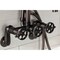 Kingston Brass Three-Handle 2-Hole Adjustable Wall Mount Clawfoot Tub Faucet with Knurled Handle and Hand Shower AE8455RKX - alternate 4