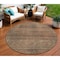 Homeroots 8' Orange Copper And Brown Round Striped Washable Indoor Outdoor Area Rug 588114 - alternate 5