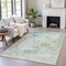 Homeroots 8' X 10' Beige Teal Blue And Ivory Abstract Washable Indoor Outdoor Area Rug 630810 - alternate 4
