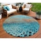 Homeroots 8' Blue Terra Cotta And Black Round Abstract Washable Indoor Outdoor Area Rug 603085 - alternate 1