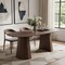 Homeroots 79" Walnut Wood Double Pedestal Base Oval Dining Table 720667 - alternate 2