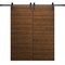 Sartodoors Modern Double Barn Door 84 x 84 inches, Ego 5000 Cognac Oak Veneer, 14FT Rail Track Set, Solid Pa EGO5000DB-DKO-8484 - alternate 1