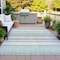 Homeroots 10' X 14' Teal Blue And Gray Striped Washable Indoor Outdoor Area Rug 632250 - alternate 4
