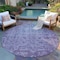 Homeroots 8' Purple Round Oriental Washable Indoor Outdoor Area Rug 607574 - alternate 5