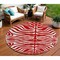 Homeroots 8' Red And Ivory Round Animal Print Washable Indoor Outdoor Area Rug 600650 - alternate 1