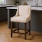Homeroots 28" Cream and Brown Fabric and Solid Wood Counter Height Bar Chair 605929 - alternate 4