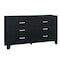 Homeroots 58" Black Wood Six Drawer Double Dresser 564679 - alternate 5
