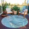 Homeroots 8' Teal Blue And Ivory Round Abstract Washable Indoor Outdoor Area Rug 617616 - alternate 7