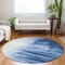 Homeroots 8' Navy Blue And Ivory Round Abstract Washable Indoor Outdoor Area Rug 601226 - alternate 7