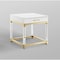 Homeroots 24" White and Gold Wood Acrylic and Stainless Steel Square End Table With Drawer 544062 - alternate 5
