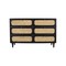 Homeroots 56" Black And Natural Solid Wood And Rattan Six Drawer Double Dresser 564522 - alternate 11