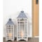Homeroots Set of Two White And Silver Distressed Geometric Metal Floor Lantern Candle Holders, 2PK 516446 - alternate 4