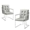 Homeroots Set of Two Tufted Light Gray and Silver Metallic Upholstered Faux Leather Dining Arm Chairs 543515 - alternate 6