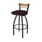 Holland Bar Stool Co Revelle 36in Swivel Extra Tall Bar Stool, Black Wrinkle Finish, Medium Back, Canter Bordeaux Seat 881 - alternate 1