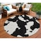 Homeroots 8' Black And Ivory Round Abstract Washable Indoor Outdoor Area Rug 614511 - alternate 1