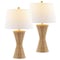 Jonathan Y Laura 27" Coastal Designer Woven Rattan/Metal Wicker Hourglass LED Table Lamp, Natural, 2PK JYL4048A-SET2 - alternate 1