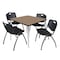 Regency Square Kahlo Breakroom Table W/ 4 M Stack Chairs, 42 in W, 42 in L, Noble Oak TPL4242NOCM47BK - alternate 1