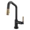 Brizo Litze Smarttouch Pull-Down Prep Faucet with Angle Spout, Knurled Handle Matte Black/Luxe Gold 64963LF-BLGL - alternate 2