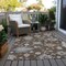 Homeroots 9' X 12' Chocolate Beige And Blue Floral Washable Indoor Outdoor Area Rug 606150 - alternate 7
