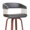 Homeroots 26" Gray And Wood Brown Faux Leather Swivel Counter Height Bar Chair 534466 - alternate 5