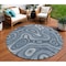 Homeroots 8' Blue And Ivory Round Geometric Washable Indoor Outdoor Area Rug 631379 - alternate 1