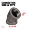 B & K 1-1/4 in. FIP each X 1-1/4 in. D FIP Black Malleable Iron 45 Degree Elbow 310E45-114 - alternate 2