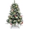 Homeroots 4' Green And White Pre Lit Full Flocked Pine Christmas Tree With Decorations 719268 - alternate 1