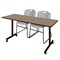 Regency Kobe Mobile T-Base Training Table W/ 2 Zeng Stack Chairs, 60 in W, 24 in L, Noble Oak MKTRCC6024NO44GY - alternate 1