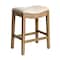 Homeroots 26" Beige and Brown Fabric and Solid Wood Backless Counter Height Bar Chair 632354 - alternate 3