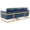 Leisuremod Lincoln Upholstered Leather Sofa with Gold Frame, Navy Blue LA83BU-L - alternate 3