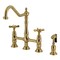 Kingston Brass Bridge Kitchen Faucet with Brass Sprayer, Brushed Brass KS1277BEXBS - alternate 1