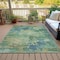 Homeroots 3' X 5' Teal Blue Beige And Denim Blue Abstract Washable Indoor Outdoor Area Rug 630747 - alternate 5