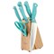 Martha Stewart Everyday Keswick 7 Piece Stainless Steel Cutlery and Wood Block Set in Teal 141047.07 - alternate 1