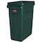 Rubbermaid Commercial Slim Jim 16 gal Rectangular Slim-Profile Plastic Can, Green, None, Plastic, 11 in 1955960 - alternate 1