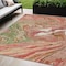 Homeroots 5' X 8' Coral Green And Ivory Abstract Washable Indoor Outdoor Area Rug 602618 - alternate 1
