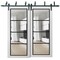 Sartodoors Sliding Closet Clear Glass Barn Bypass Doors, Lucia 2466 White Silk and Aluminum Strips, Sturdy 6. LUCIA2466BBB-WS-64 x 96 (2* 32x96) - alternate 1