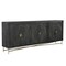 Homeroots 95in Black Distressed Solid Wood Carved Geometric Sideboard with Six Doors 521424 - alternate 1