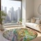 Homeroots 8' Green Gold And White Round Abstract Washable Indoor Outdoor Area Rug 577940 - alternate 4