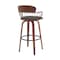 Homeroots 30" Black And Wood Brown Faux Leather Swivel Low Back Bar Height Bar Chair 534445 - alternate 4